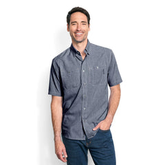 Orvis Men Men's Tech Chambray Short-Sleeve Work Shirt