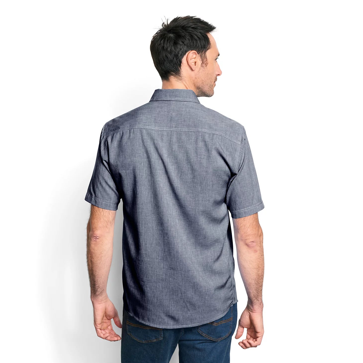 Orvis Men Men's Tech Chambray Short-Sleeve Work Shirt