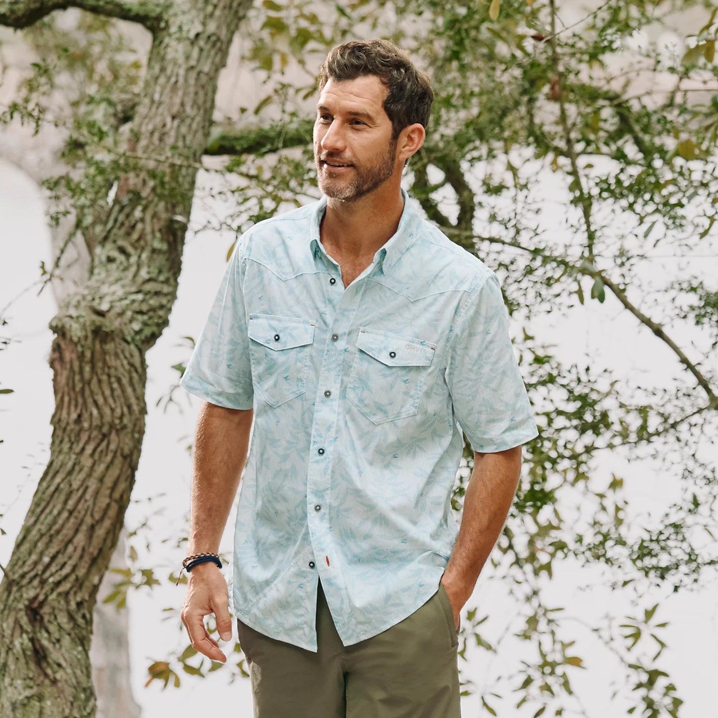 Orvis Men Men's River Guide Printed Short-Sleeve Western Shirt 2.0