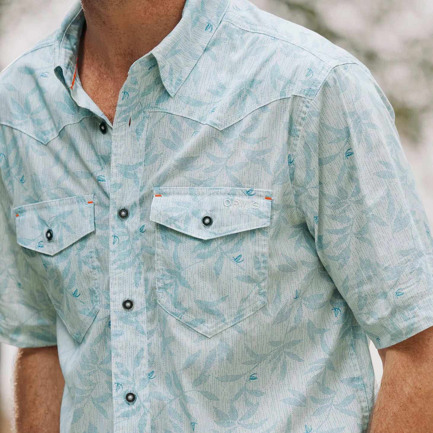 Orvis Men Men's River Guide Printed Short-Sleeve Western Shirt 2.0