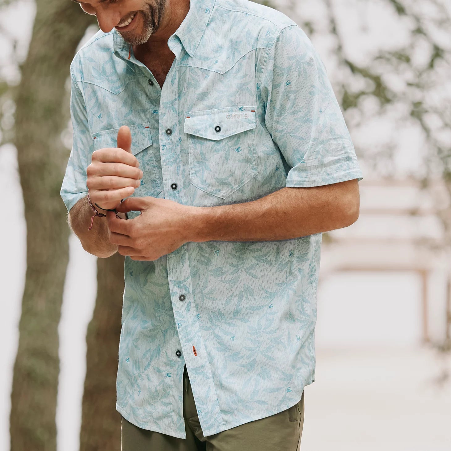 Orvis Men Men's River Guide Printed Short-Sleeve Western Shirt 2.0