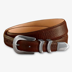 Orvis Men Silver Buckle Bison Tapered-Edge Belt