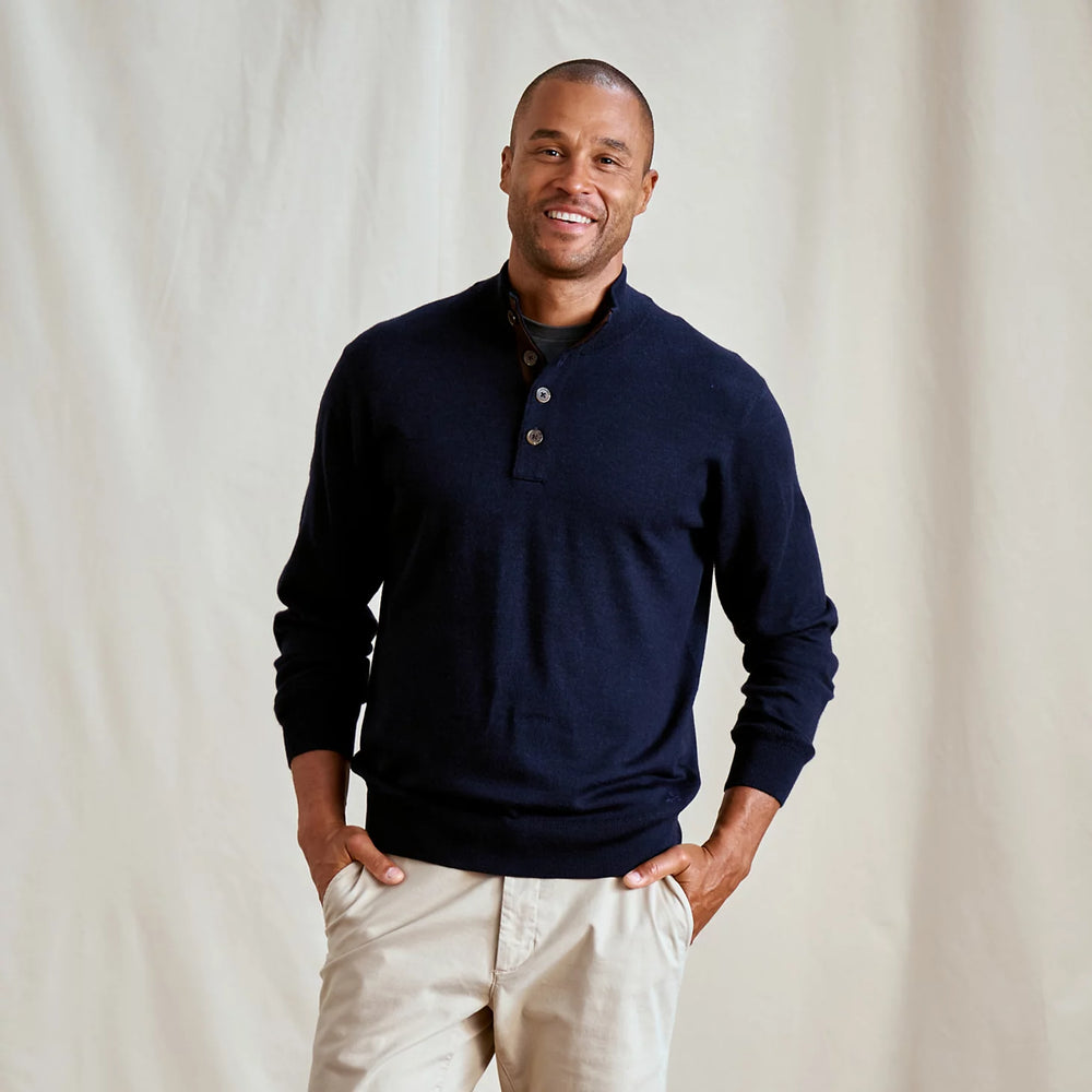 Orvis Men Merino Button Mockneck Sweater