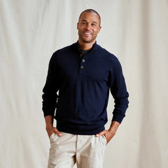 Orvis Men Merino Button Mockneck Sweater