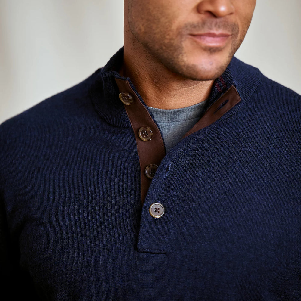 Orvis Men Merino Button Mockneck Sweater