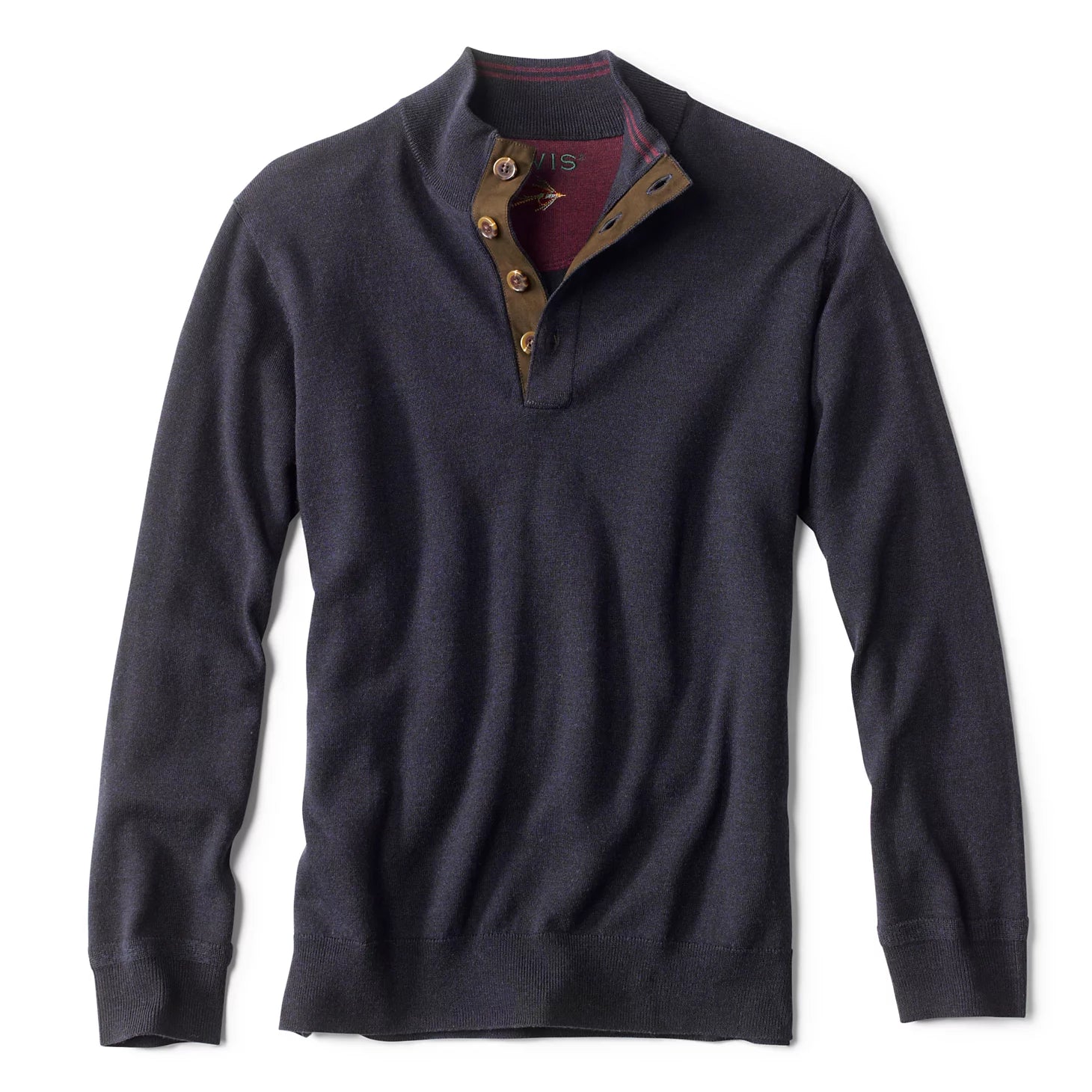 Orvis Men Merino Button Mockneck Sweater