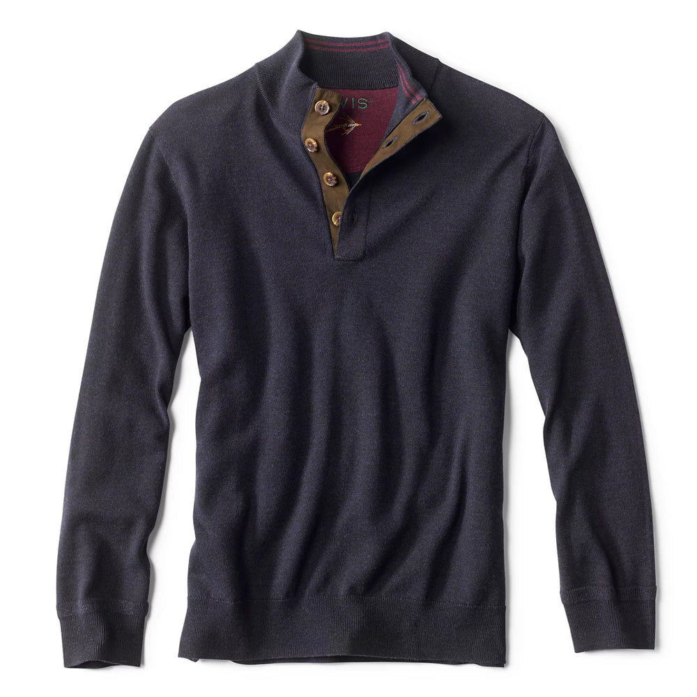 Orvis Men Merino Button Mockneck Sweater