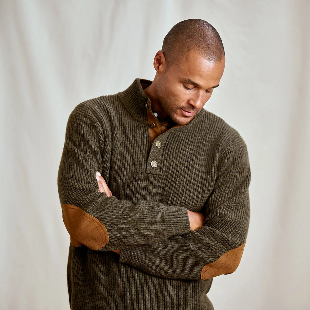 Orvis Men Quail Creek Button Mockneck Pullover