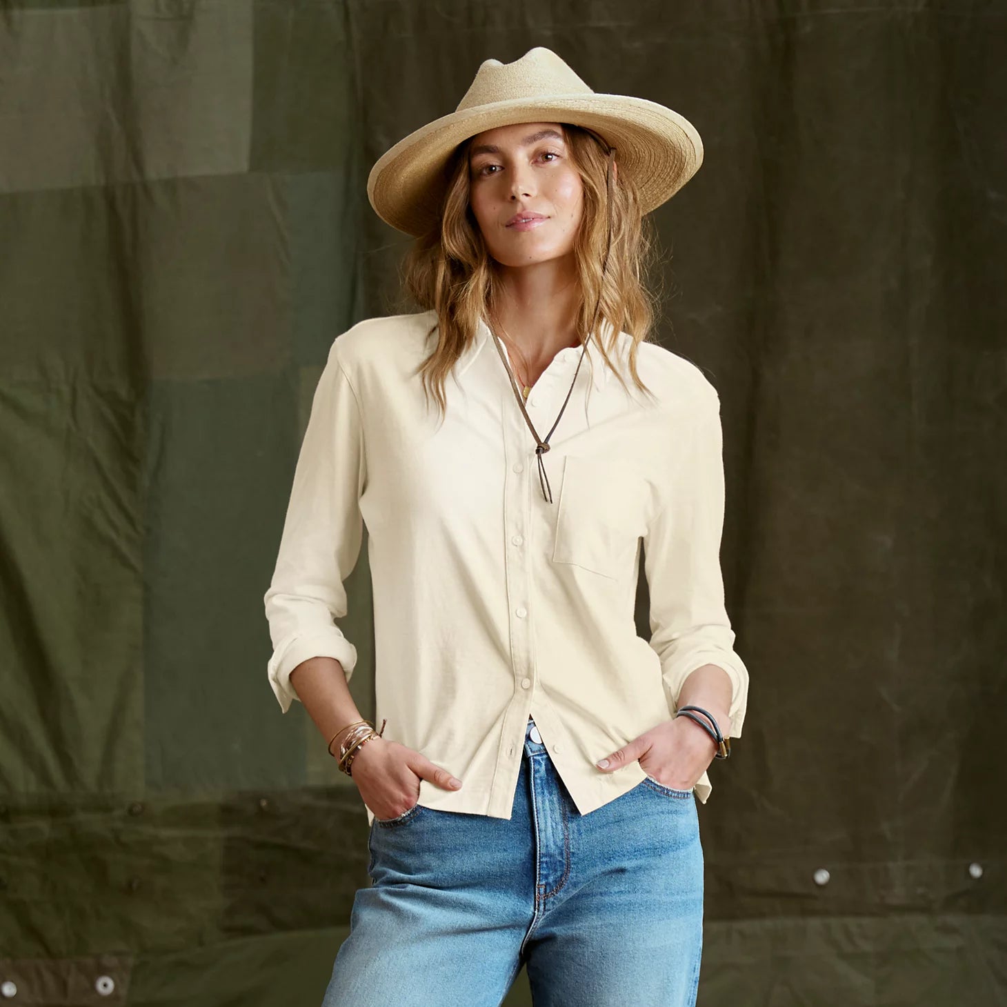 Orvis Women Women's Bromley Knit Button-Down Long-Sleeve Shirt