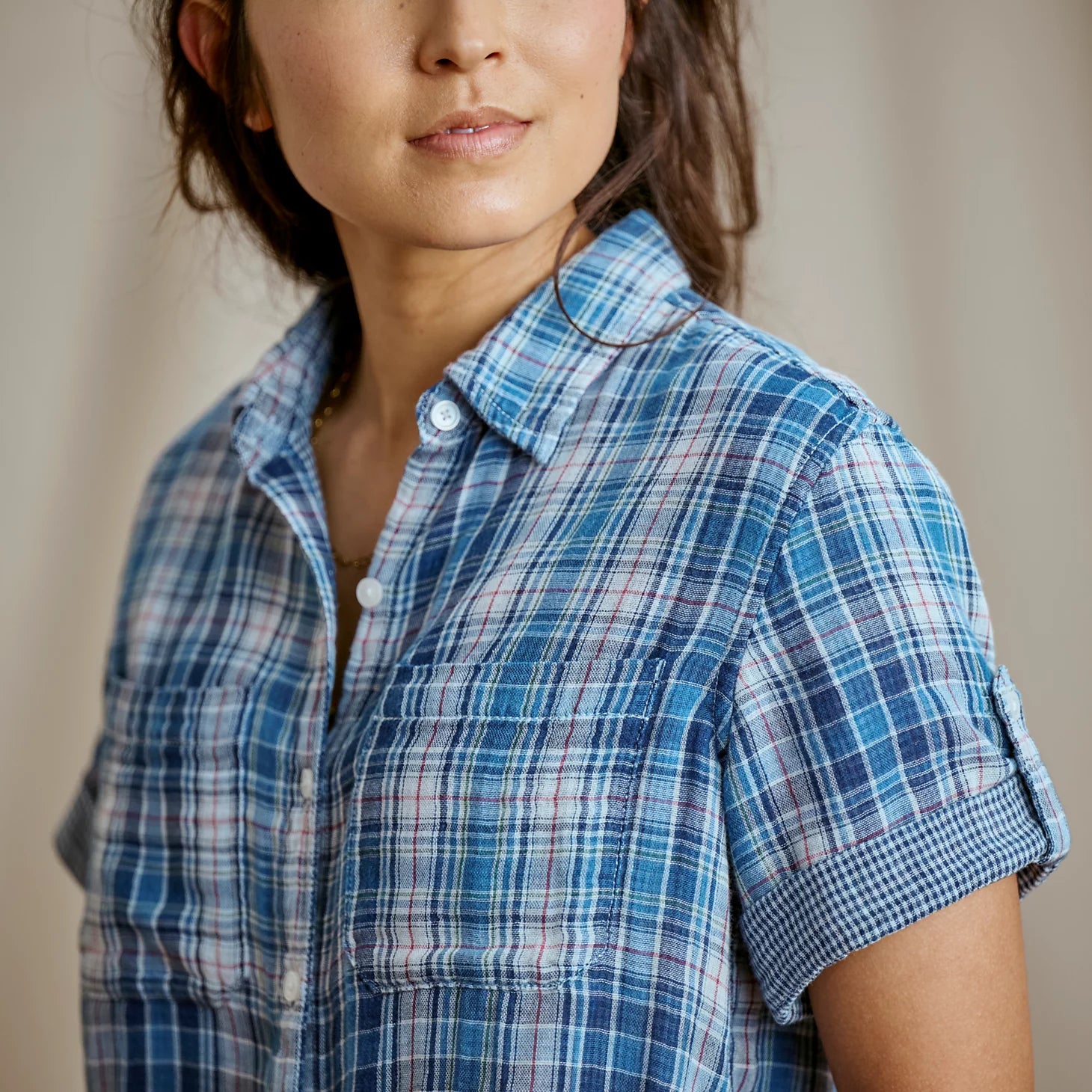 Orvis Women|Last Release Plaid Gauze Short-Sleeve Camp Shirt
