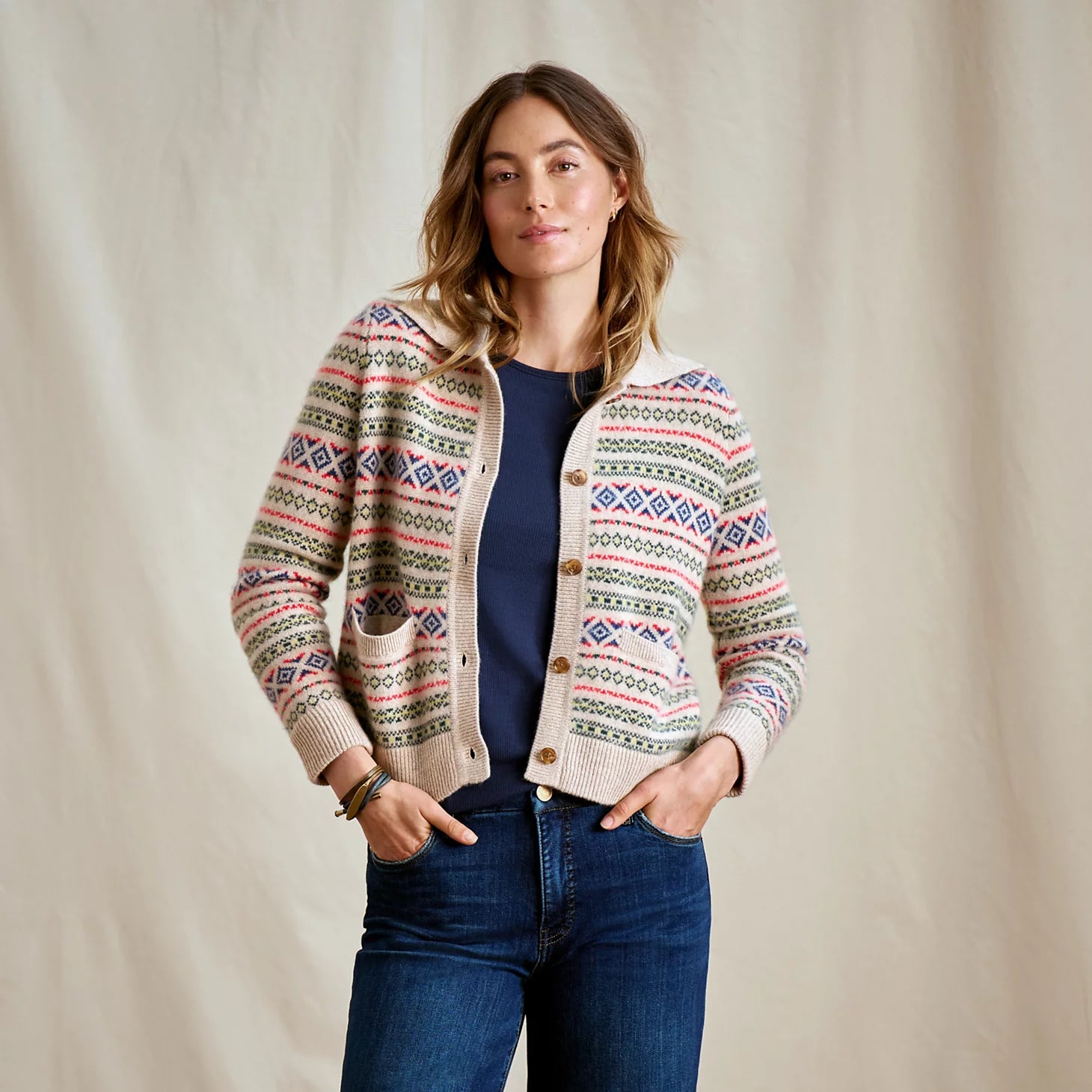 Orvis Women|Last Release Fair Isle Patterned Brushed Cashmere Cardigan
