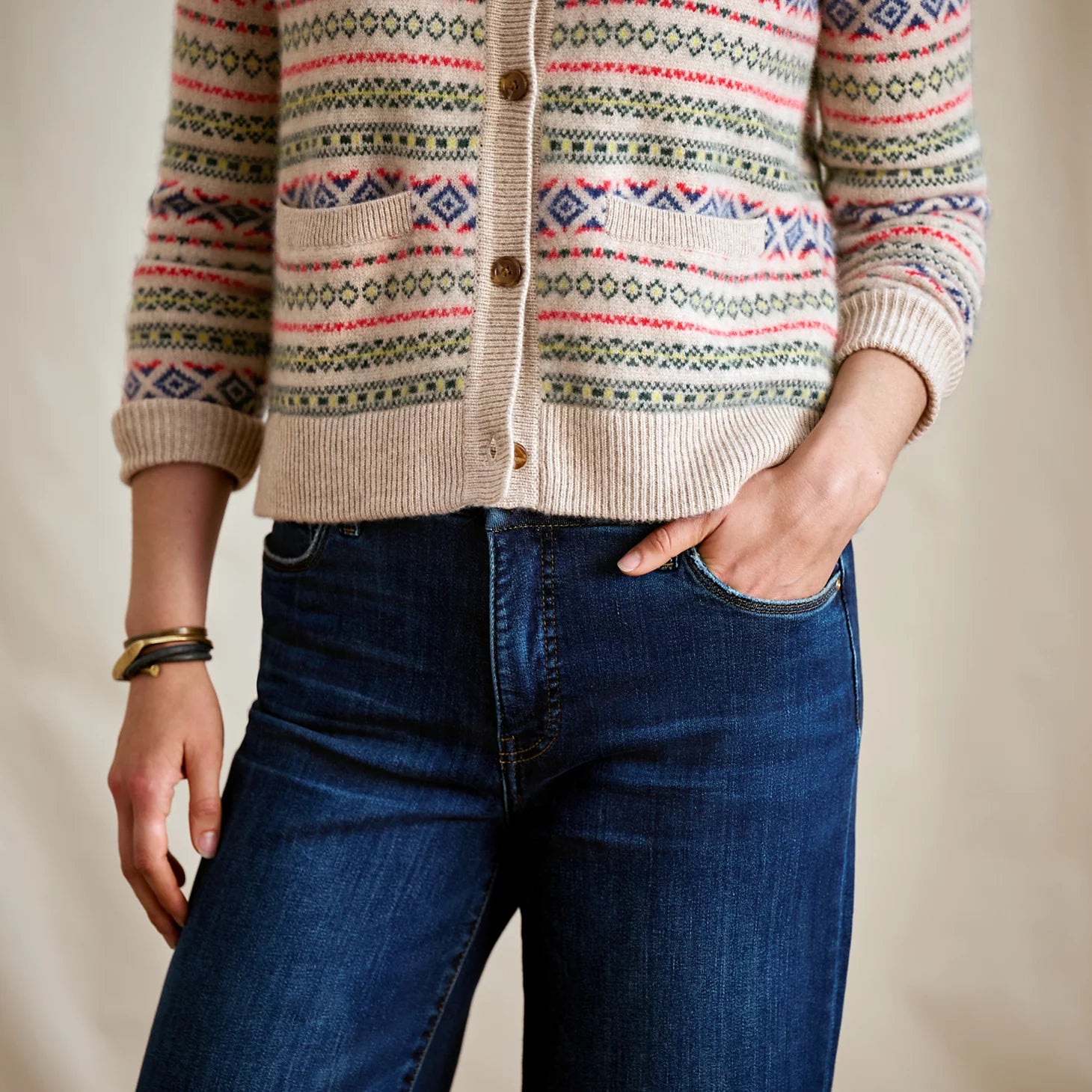 Orvis Women|Last Release Fair Isle Patterned Brushed Cashmere Cardigan