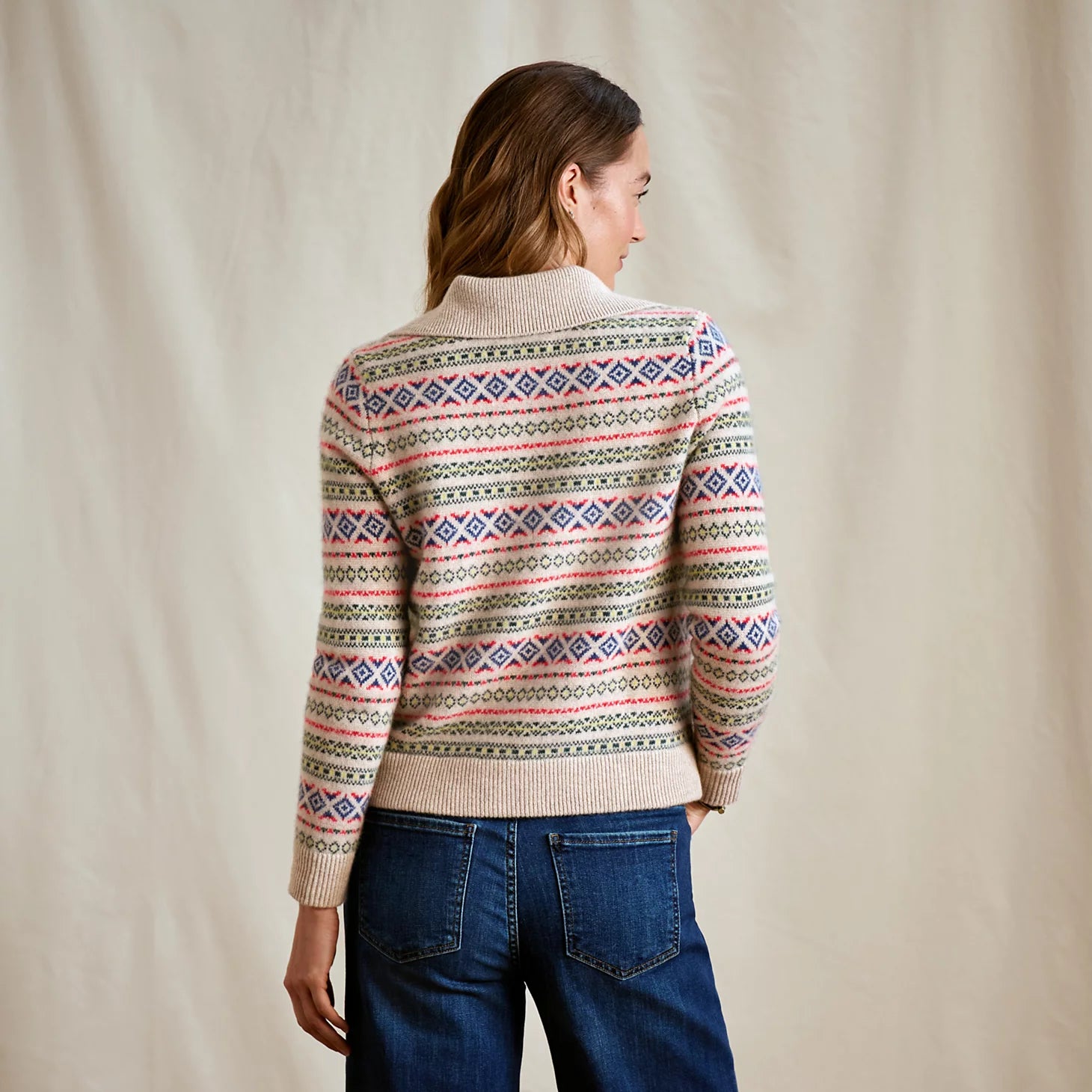 Orvis Women|Last Release Fair Isle Patterned Brushed Cashmere Cardigan