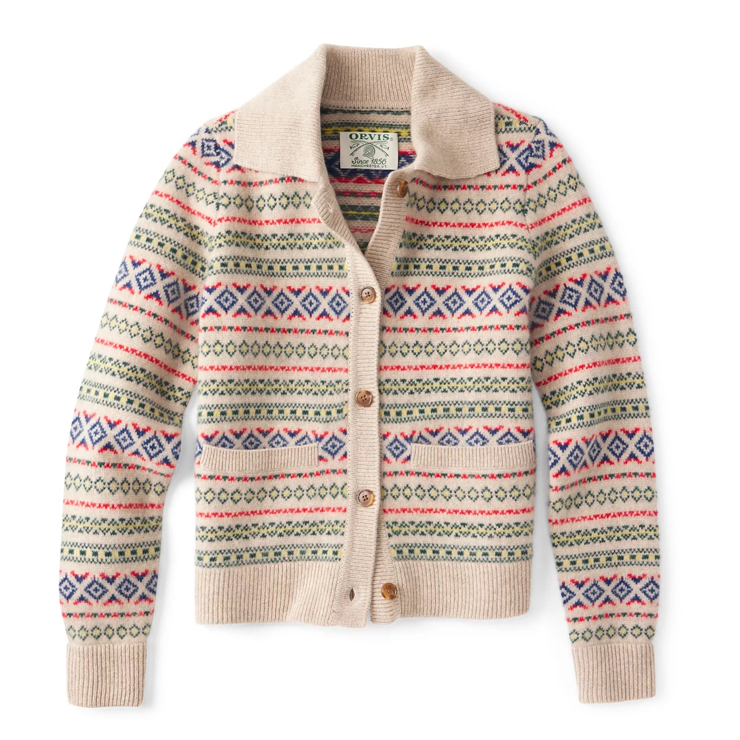 Orvis Women|Last Release Fair Isle Patterned Brushed Cashmere Cardigan