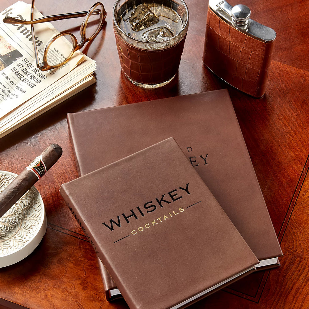Orvis Home Goods Leather-Bound Whiskey Cocktails Book